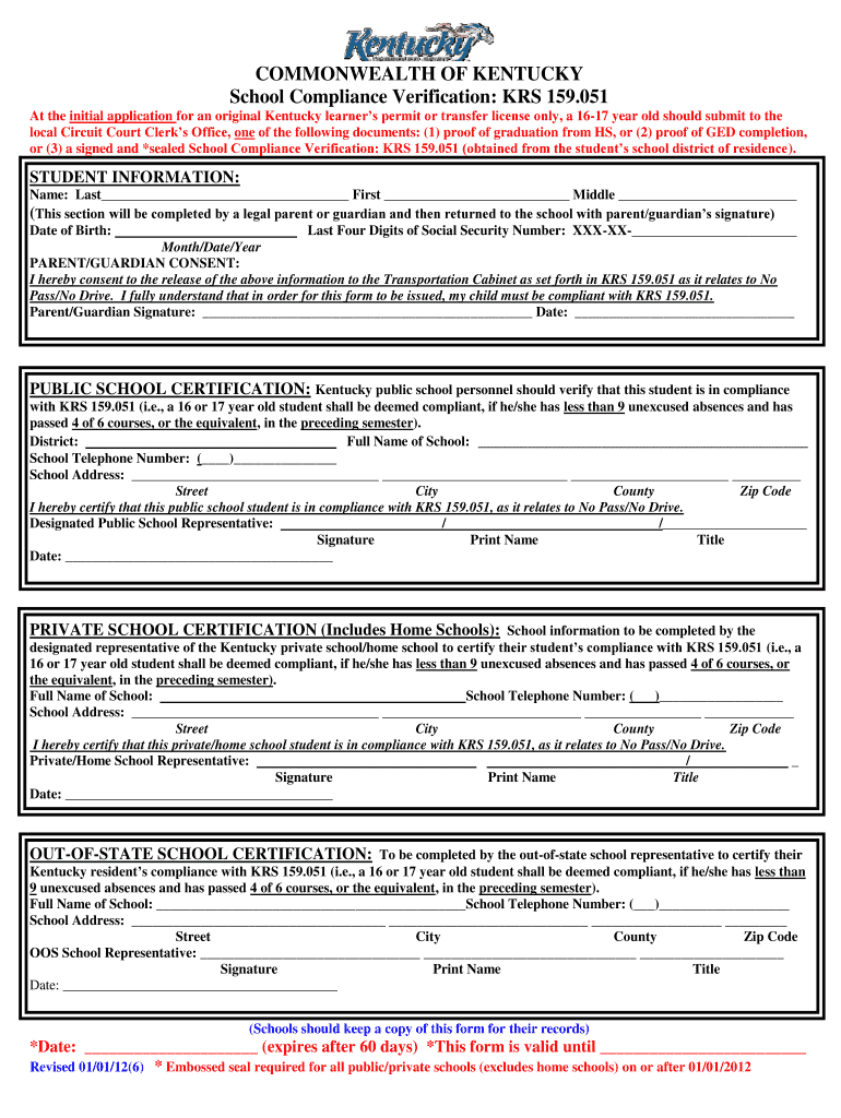 2012 2021 Form KY KRS 159 051 Fill Online Printable Fillable Blank 