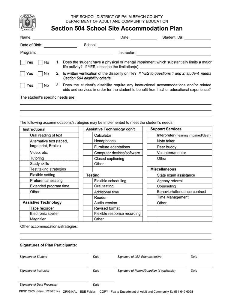 504 Form Fill Out And Sign Printable PDF Template SignNow