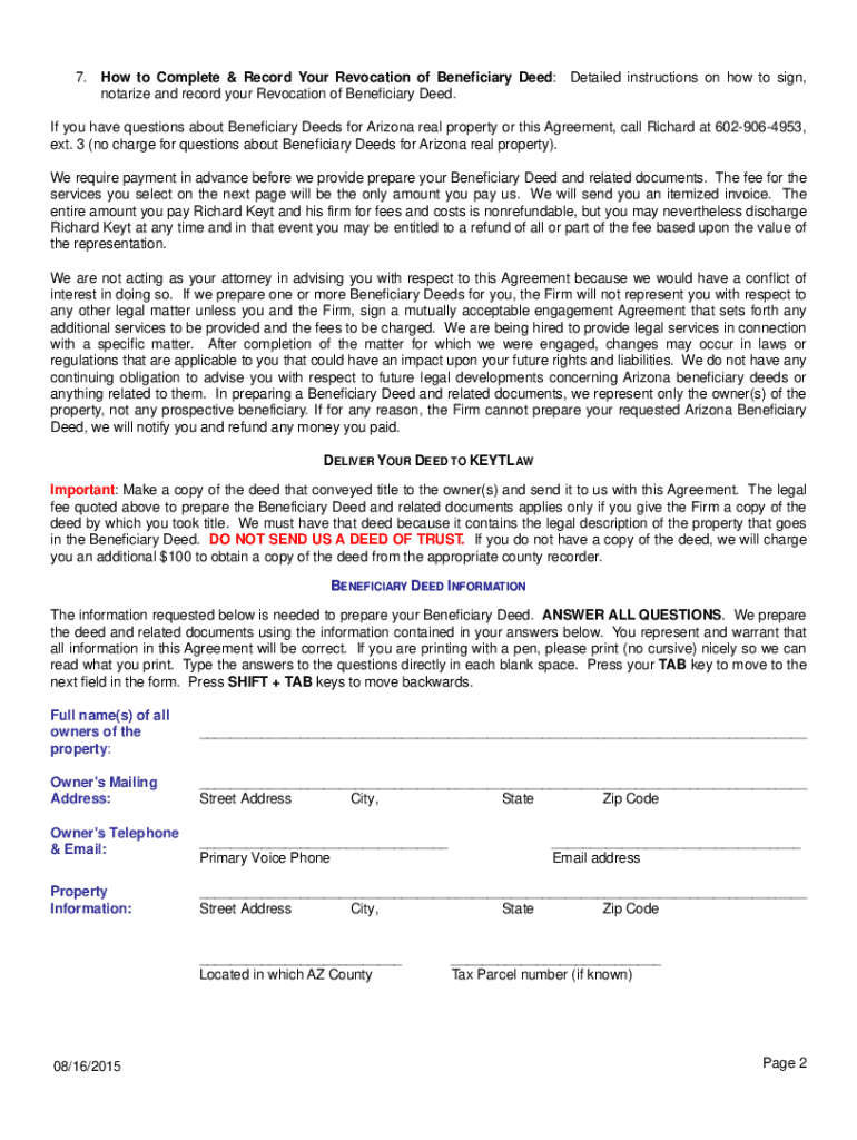 Beneficiary Deed Arizona Fill Out And Sign Printable PDF Template 