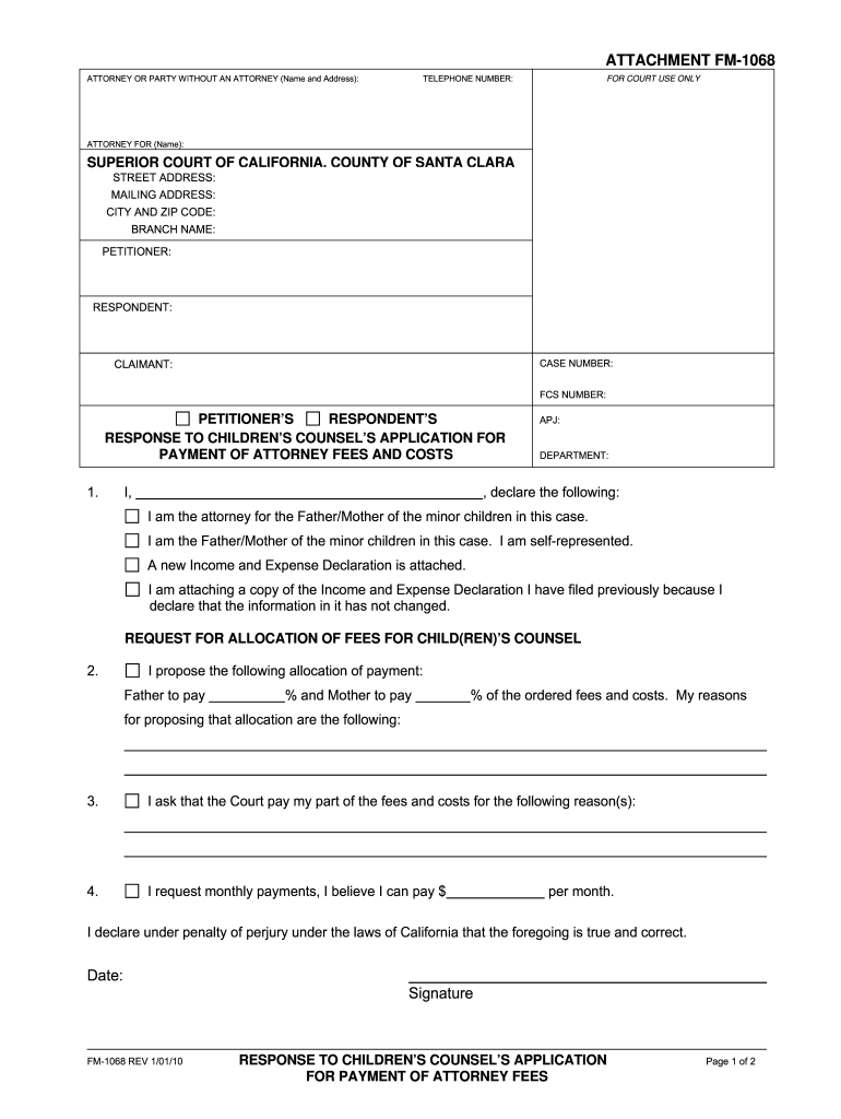 CA Santa Clara FM 1068 2010 Complete Legal Document Online US Legal 