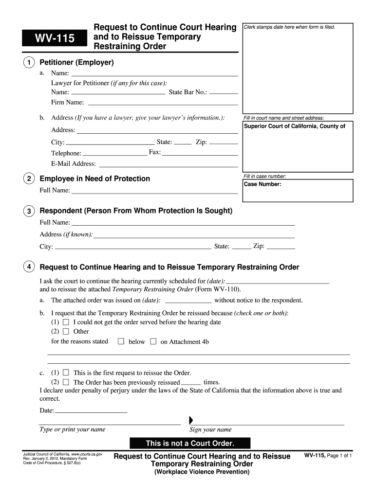 CA WV 115 2012 Complete Legal Document Online US Legal Forms