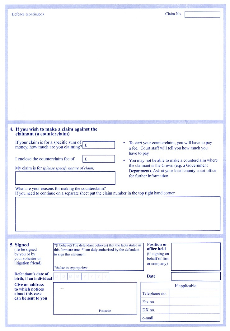 CCBC Form N1 Issue Pack Civil Procedure Rules County Court Procedure 