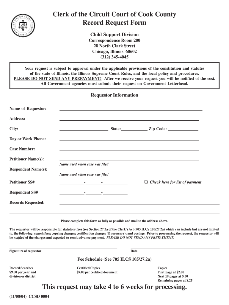 Clerk Of The Circuit Court Of Cook County Record Request Form 12 218