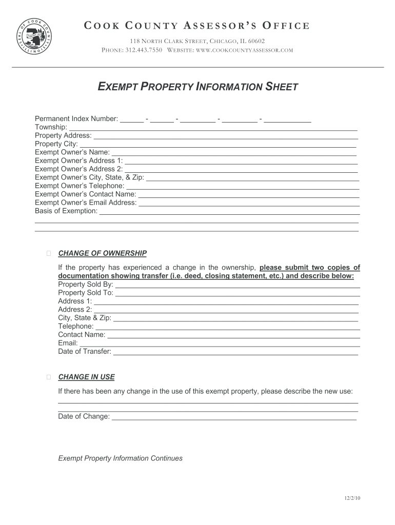 Cook County Exemption Application Fill Online Printable Fillable