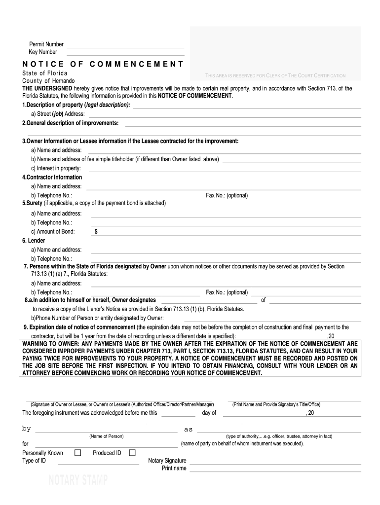 County Notice Commencement Fill Fill Online Printable Fillable