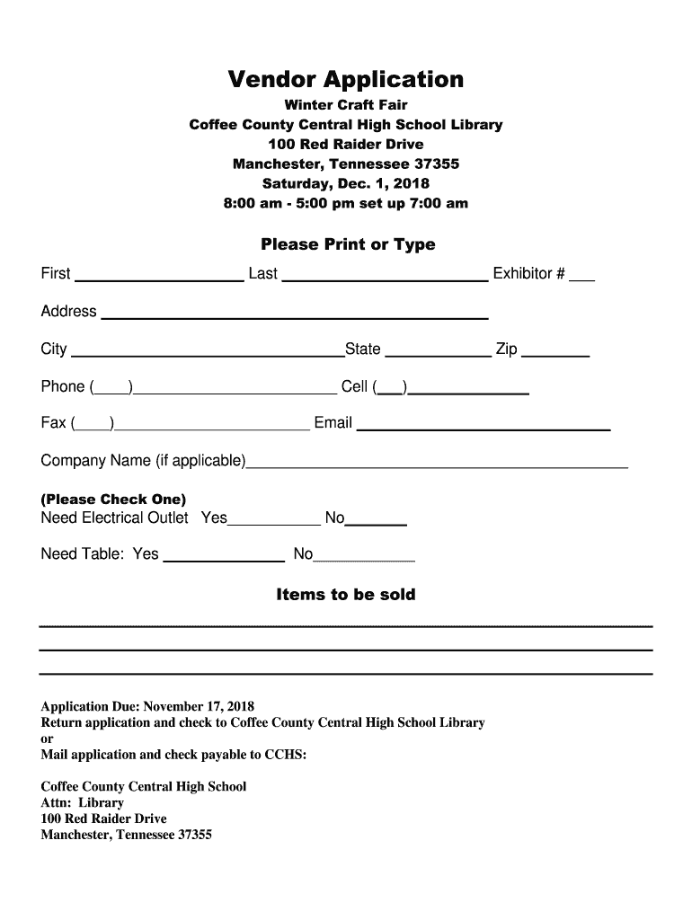 Craft Fair Vendor Application 1 1 Fill Out And Sign Printable PDF