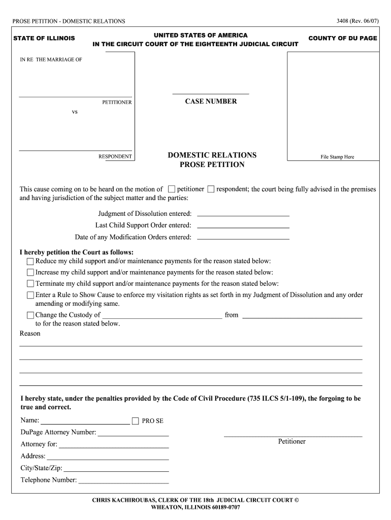 Dupage County Pro Se Appearance Form Fill Out And Sign Printable PDF 