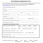 Examples Of Parenting Class Registration Form Fill Online Printable