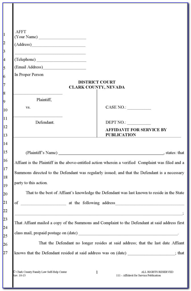 Family Law Court Affidavit Example