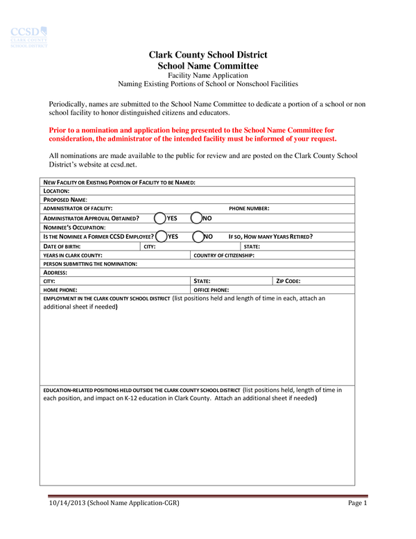 Fill Free Fillable Clark County School District PDF Forms