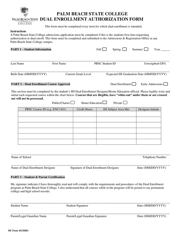 Fill Free Fillable Forms Palm Beach State College