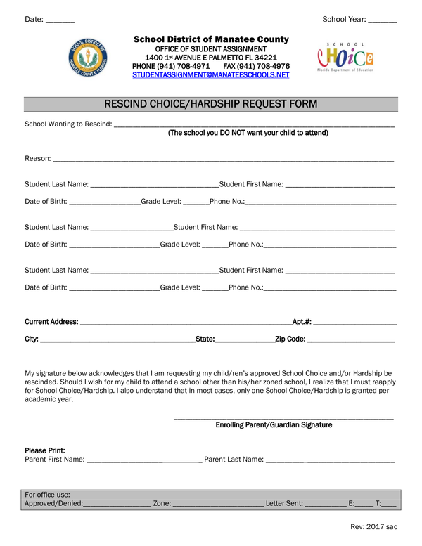 Fill Free Fillable School District Of Manatee County PDF Forms