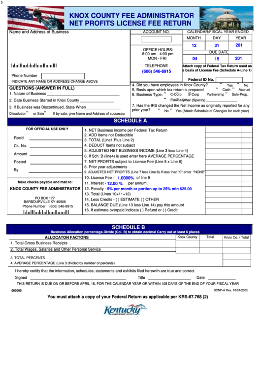 Fillable Form Scnp A Knox County Fee Administrator Net Profits