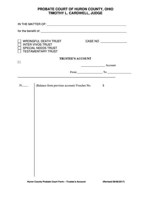 Fillable Probate Court Of Huron County Ohio Petition Form Printable 