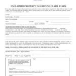 Fillable Unclaimed Property Tax Refund Claim Form Printable Pdf Download