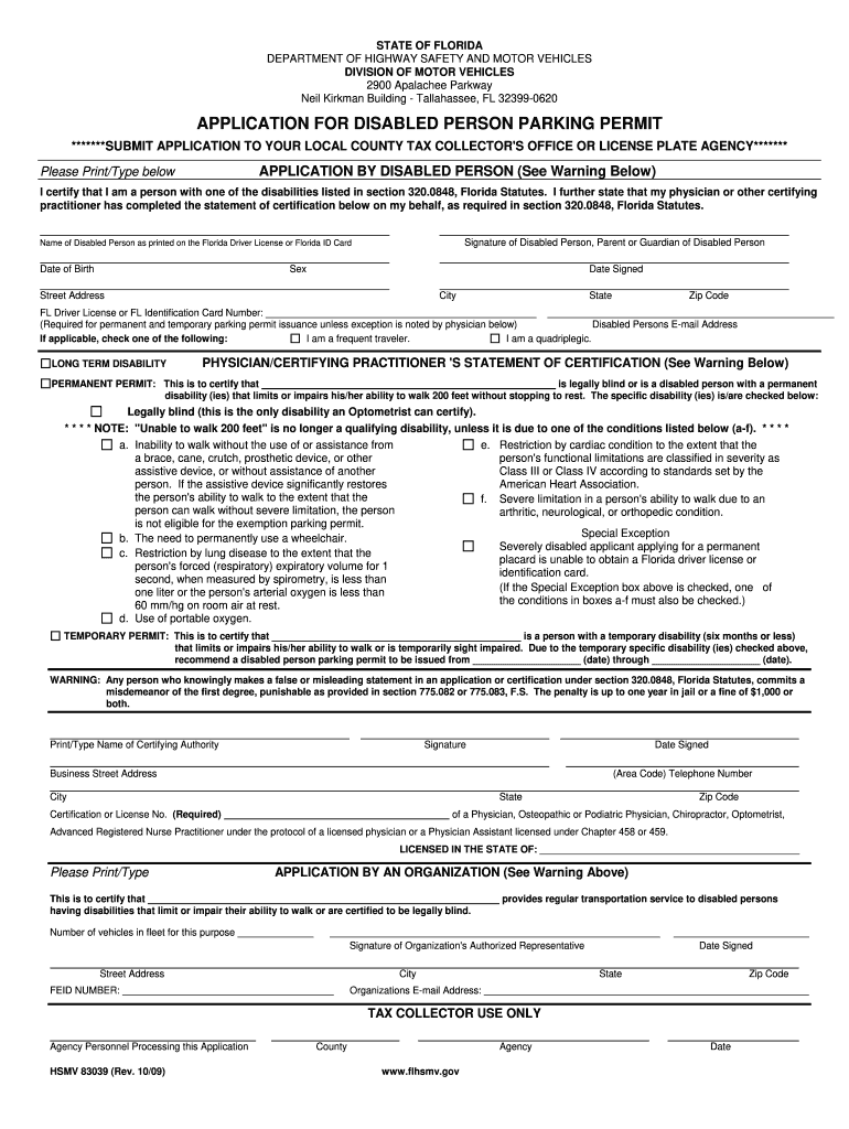 FL HSMV 83039 2009 Fill And Sign Printable Template Online US Legal 