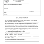Form Cv e 127a Civil Bench Warrant Printable Pdf Download