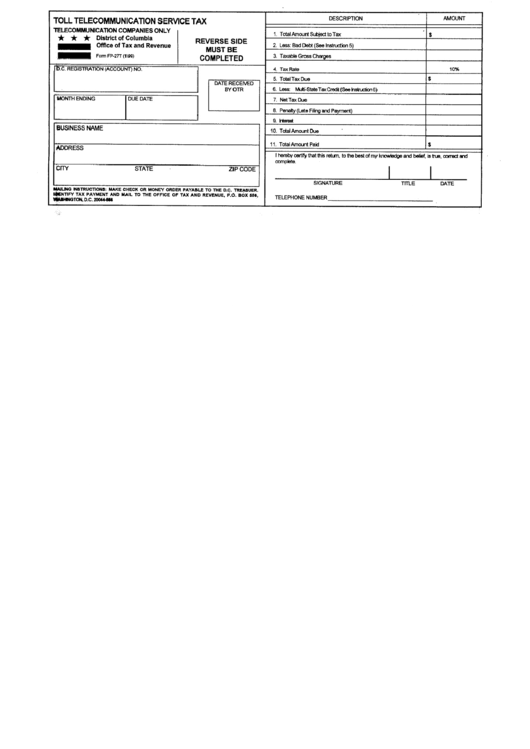 Form Fp 27t Telecommunication Service Tax Printable Pdf Download