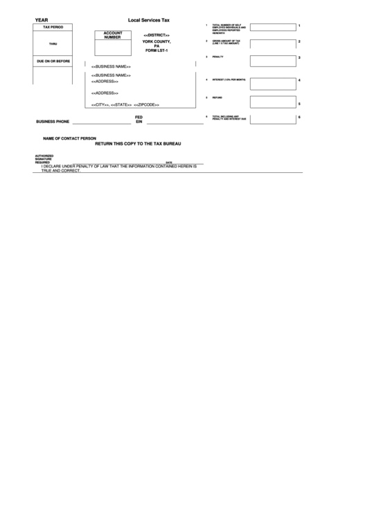Form Lst 1 Local Services Tax Printable Pdf Download