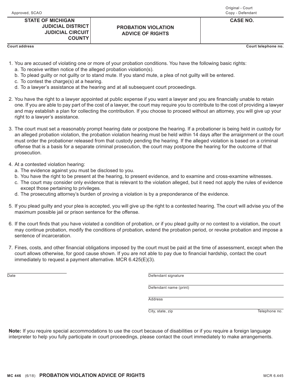 Form MC446 Download Fillable PDF Or Fill Online Probation Violation 