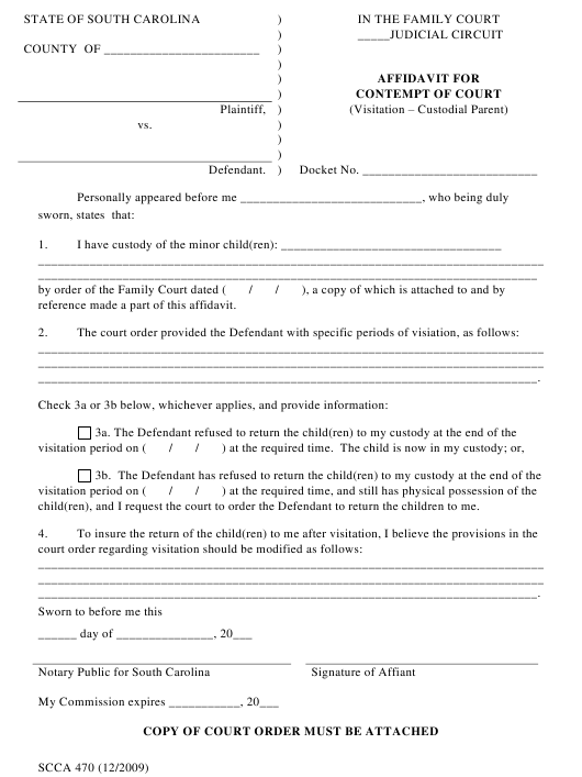 Form SCCA470 Download Printable PDF Or Fill Online Affidavit For 