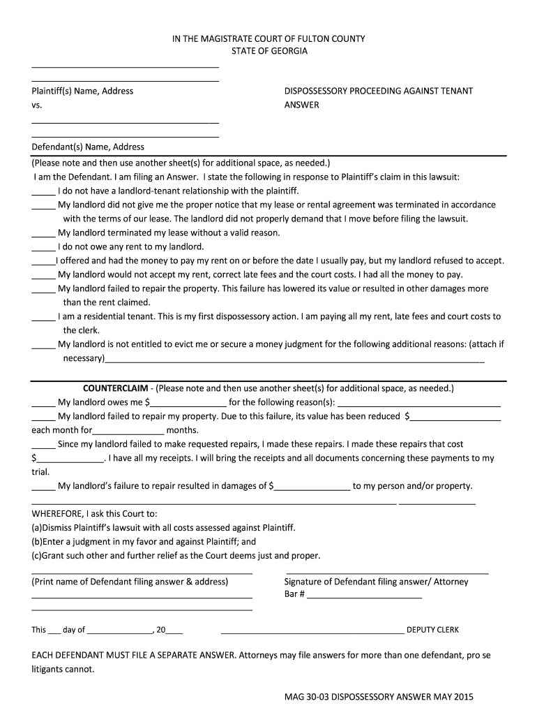 Fulton Against Tenant Form Fill Online Printable Fillable Blank 