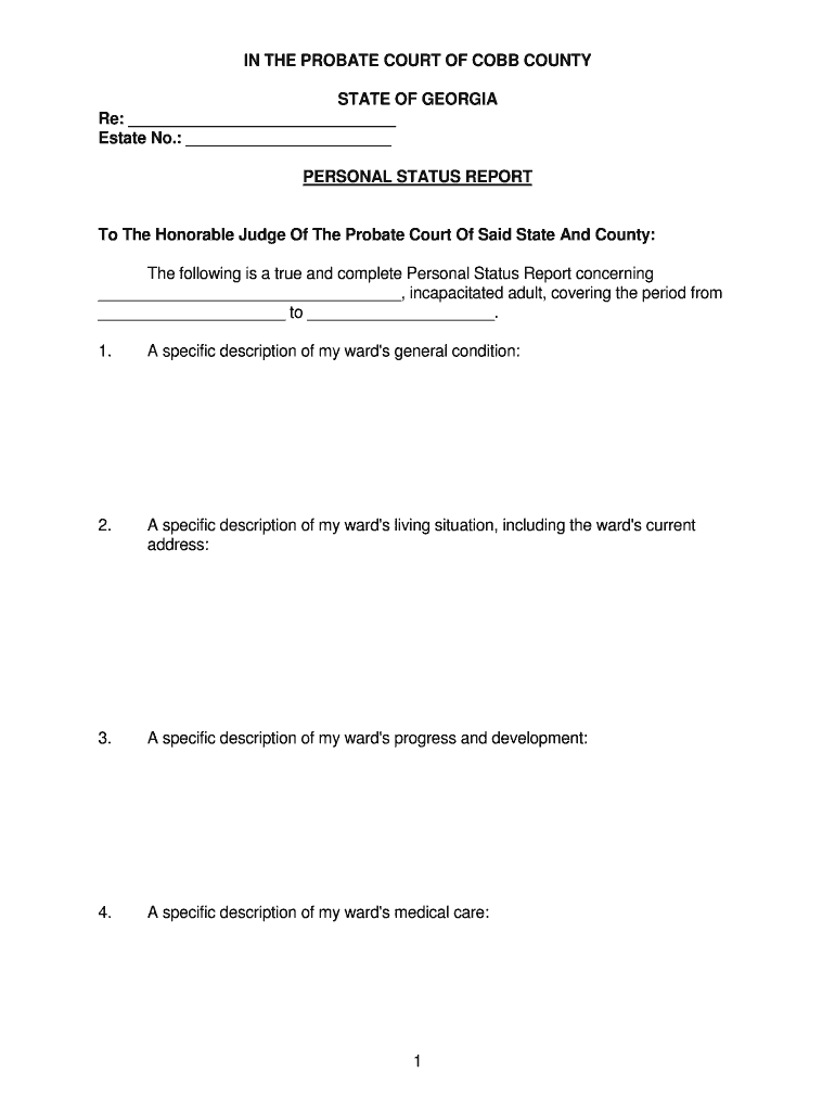 GA Personal Status Report Cobb County Complete Legal Document