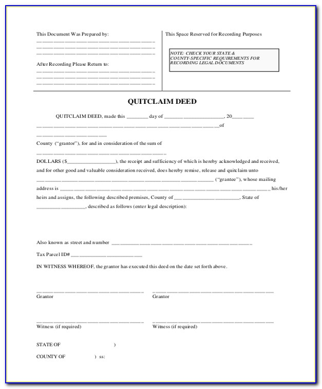 Hamilton County Ohio Quit Claim Deed Form Designerbullets