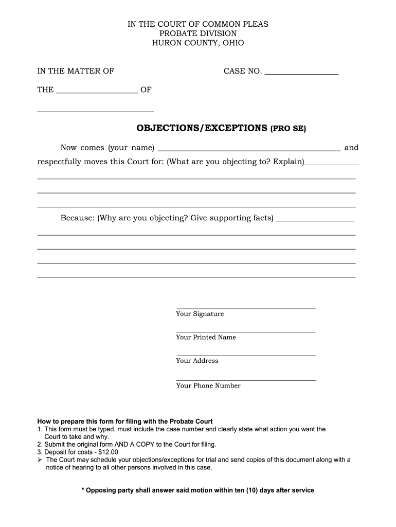 Huron County Probate Court Fill Out And Sign Printable PDF Template 