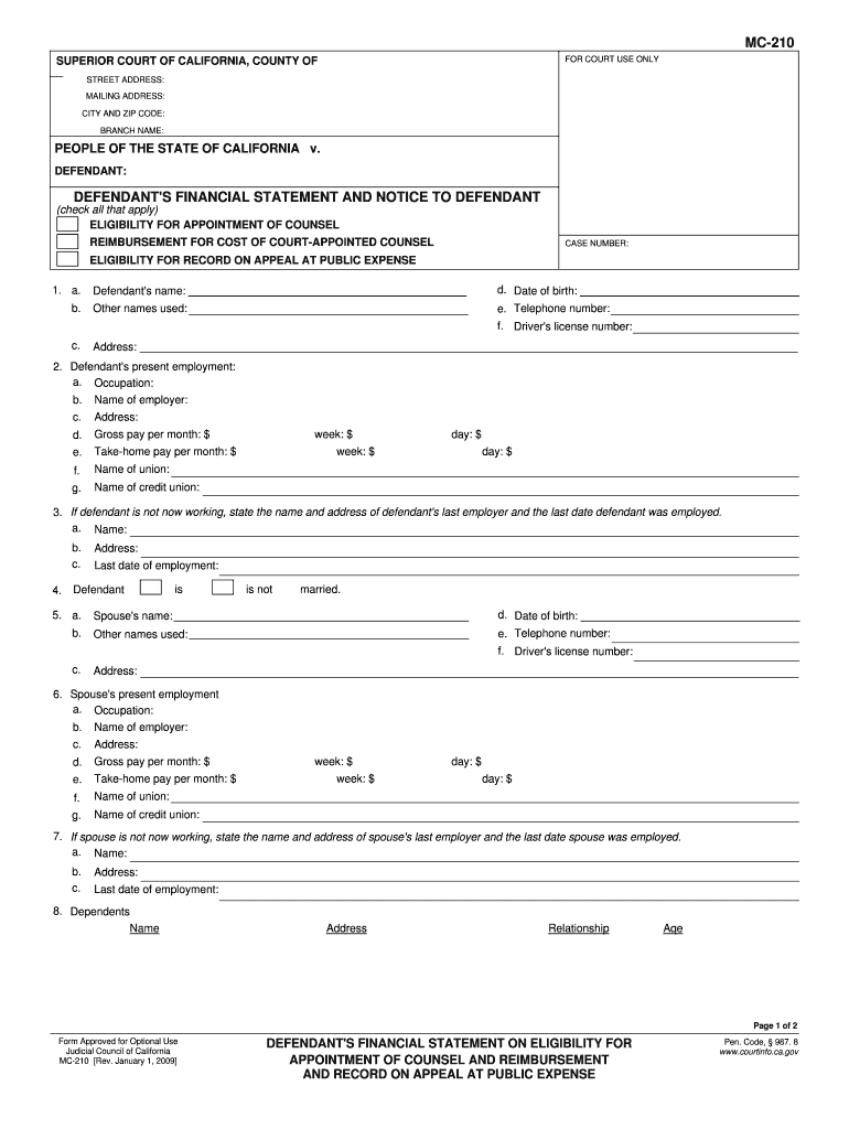 Judicial Council Form Mc 210 Fill Online Printable Fillable Blank 