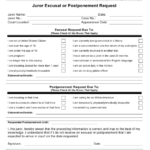 Juror Excusal Or Postponement Request Form Download Printable PDF