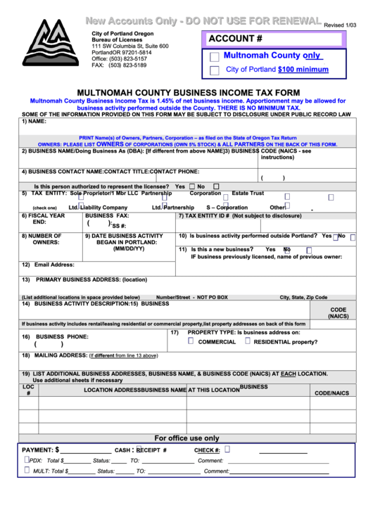 Multnomah County Library Tax Forms