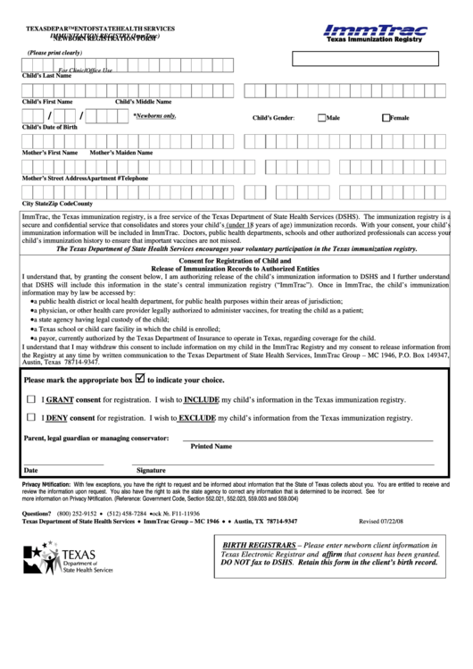 Newborn Registration Form Printable Pdf Download