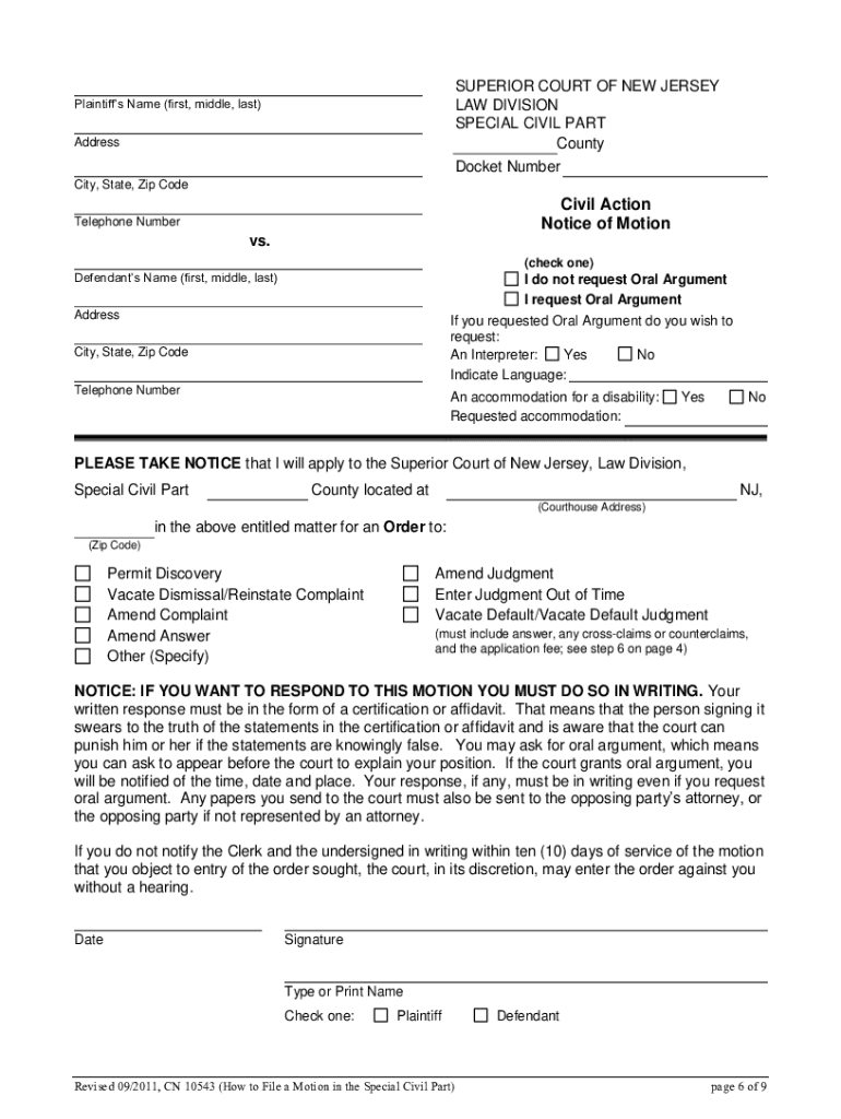 Nj Special Civil Part Forms Fill Online Printable Fillable Blank