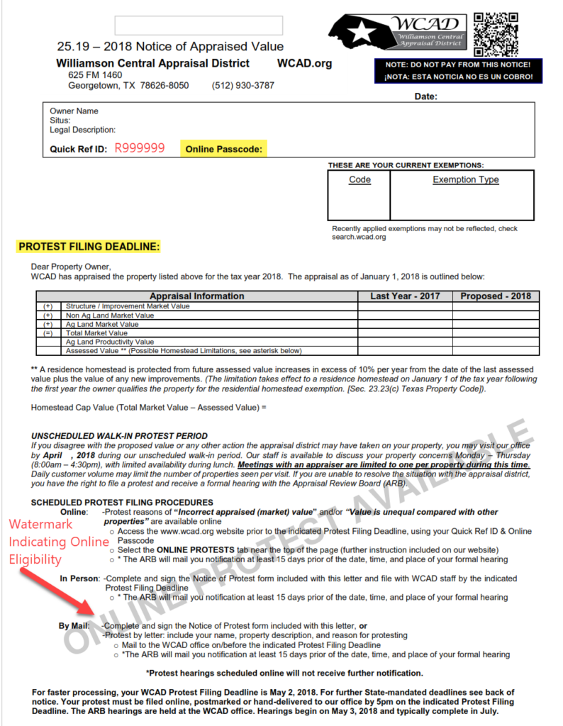 Online Protest Filing And Scheduled Hearing Info Williamson CAD