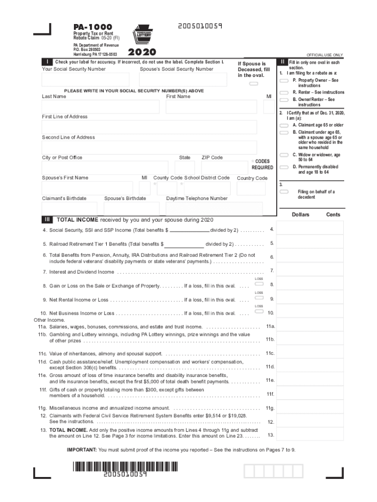 PA PA 1000 2020 2021 Fill Out Tax Template Online US Legal Forms