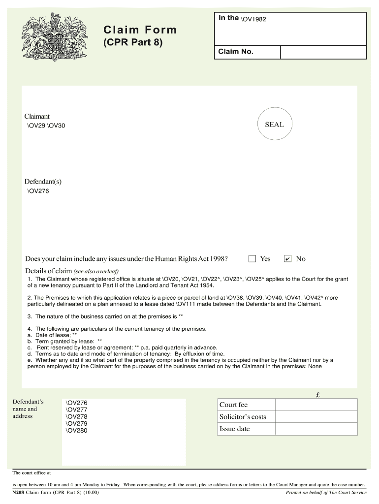 Part 8 Claim Form Word Fill Online Printable Fillable Blank