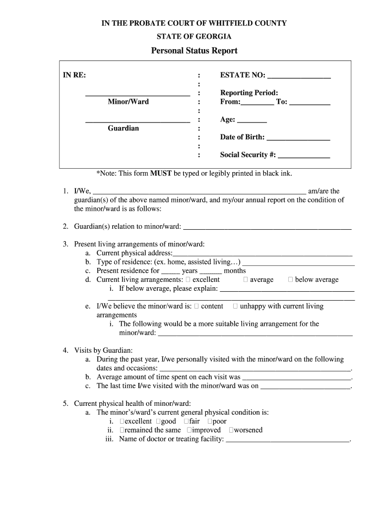 Personal Status County Fill Online Printable Fillable Blank 