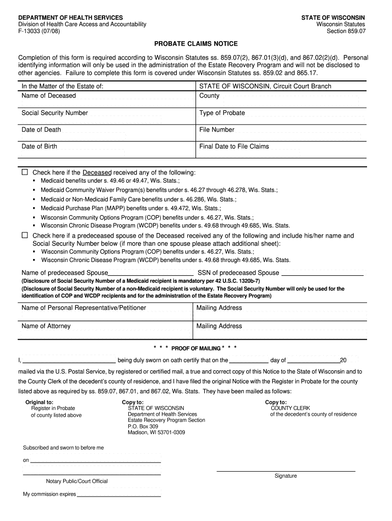 Probate Claims Fill Out And Sign Printable PDF Template SignNow