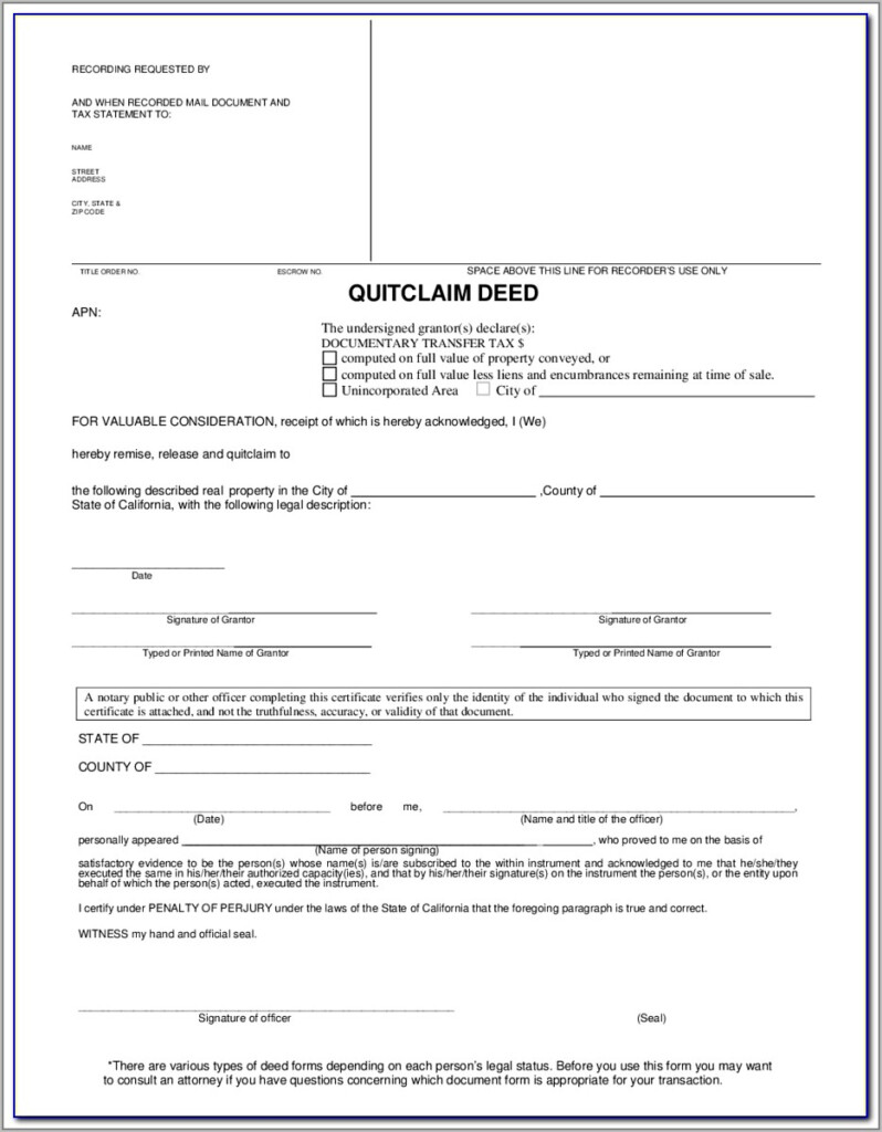 Quit Claim Deed Form Cuyahoga County Ohio