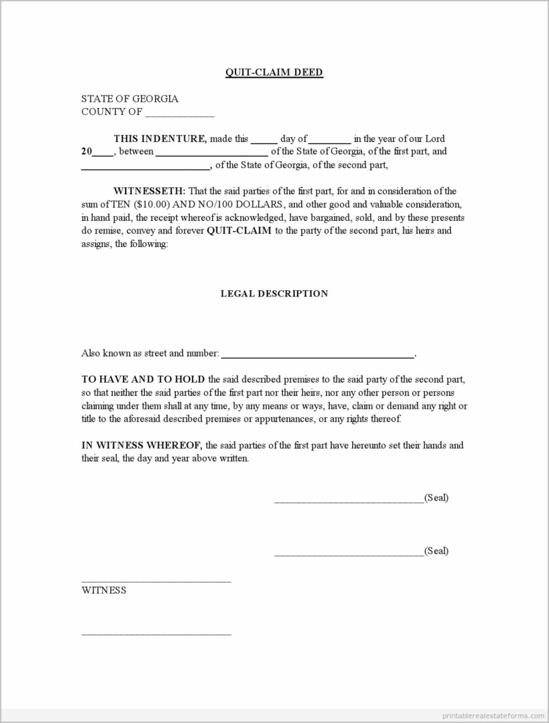 Quit Claim Deed Form Gwinnett County Georgia Form Resume Examples