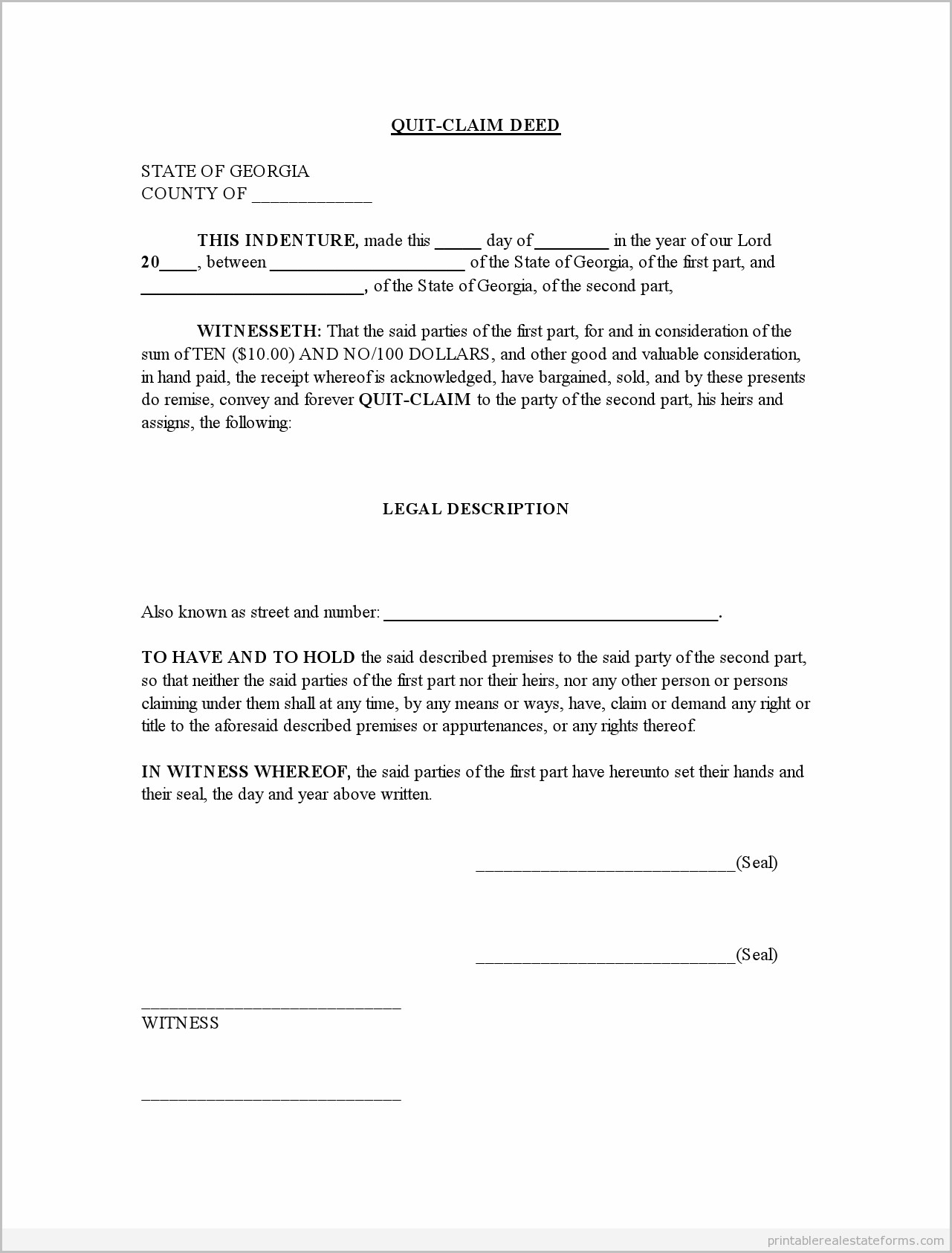 Quit Claim Deed Form Gwinnett County Georgia Form Resume Examples