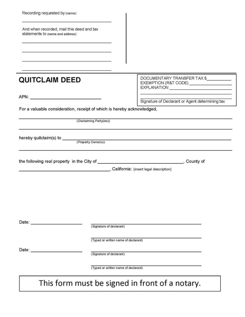Quit Claim Deed Form Oklahoma County Universal Network