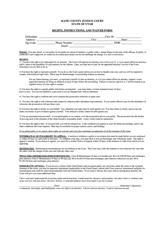 Rights Instructions And Waiver Form Kane County Justice Court 
