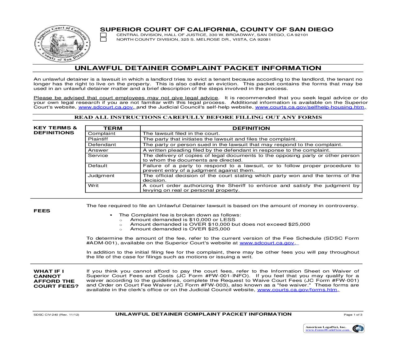 San Diego County Court Declaration Form Universal Network