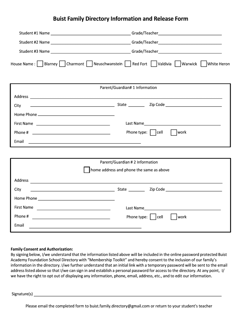 SC Charleston County School District Buist Family Directory Information 