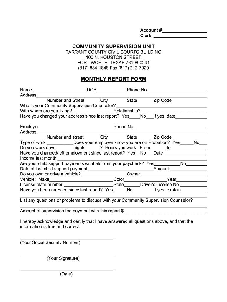 Tarrant County Probation Forms Fill Out And Sign Printable PDF