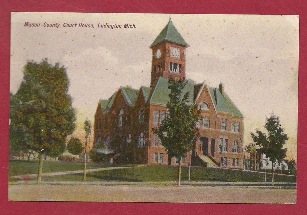 1909 LUDINGTON MICHIGAN Mason County Court House POSTCARD PICTURE PHOTO 