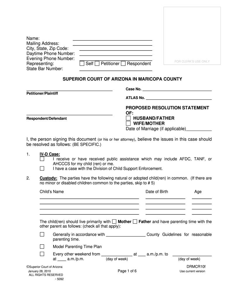 2010 Form AZ DRMCR10f Fill Online Printable Fillable Blank PdfFiller