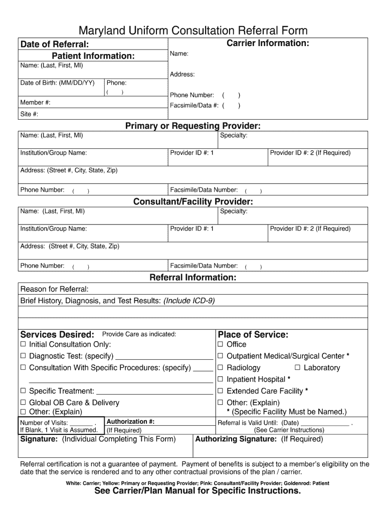 2014 2023 MD Uniform Consultation Referral Form Fill Online Printable 